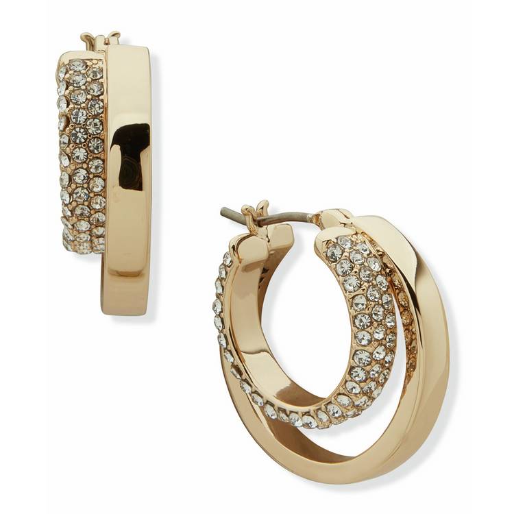 DKNY gold tone split hoop earrings - British product