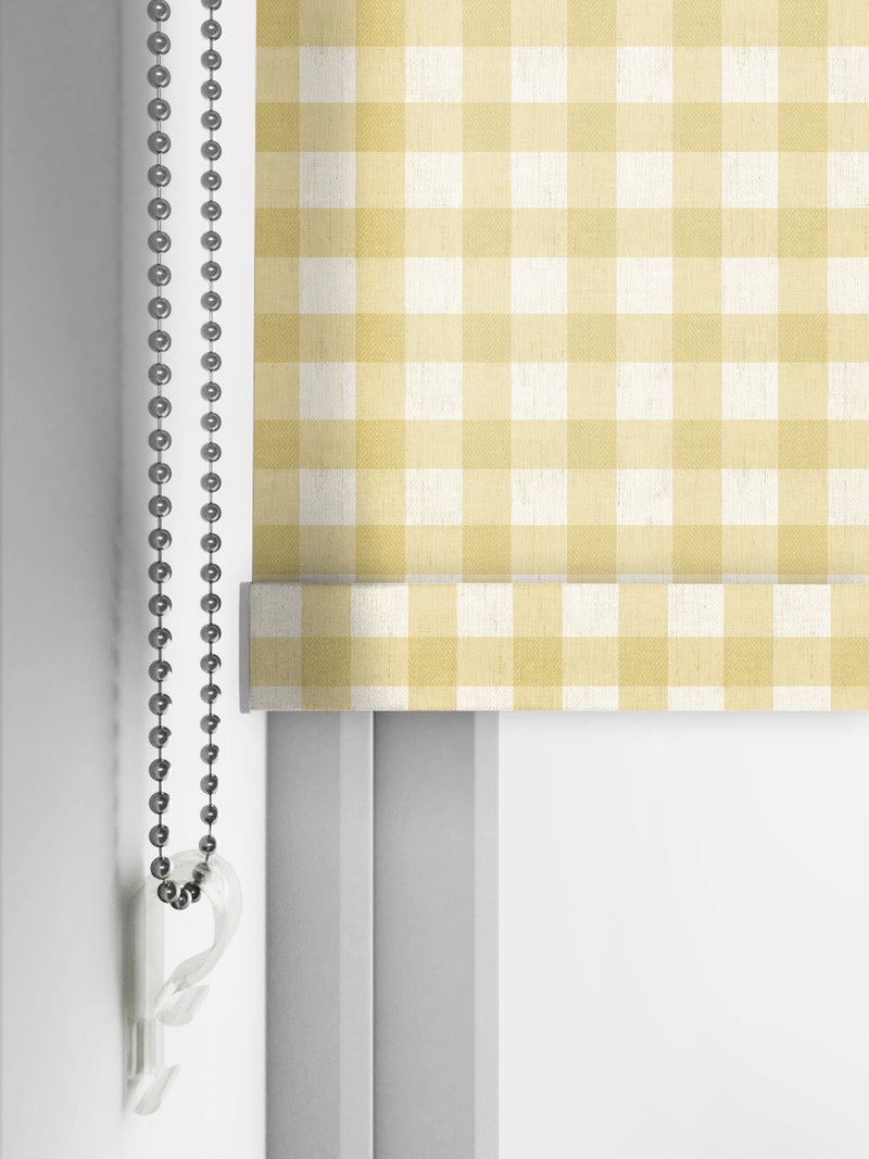 Sunshine yellow gingham made to measure roller blind (British brand)