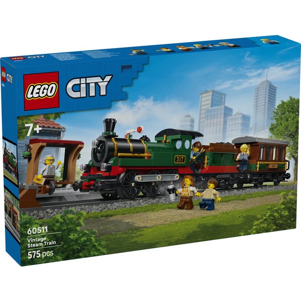 LEGO City Vintage Steam Train toy train set 575 pieces, imported from the UK
