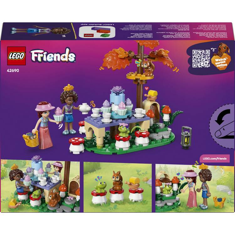 LEGO Friends Forest Tea Party building set with mini dolls and animal toys, UK version
