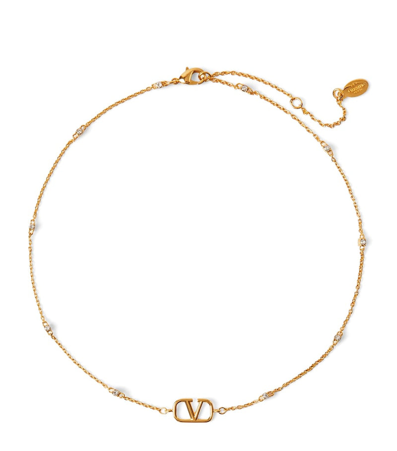 Valentino Garavani VLogo crystal-embellished necklace 35.5-42.5cm - British product