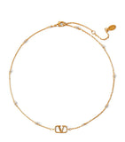 Valentino Garavani VLogo crystal-embellished necklace 35.5-42.5cm - British product