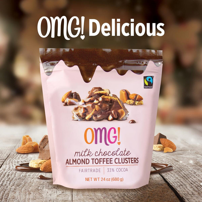 OMG milk chocolate almond toffee clusters 680g, imported from the UK