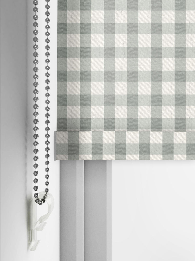 Sage green gingham roller blind 100% polyester, UK version