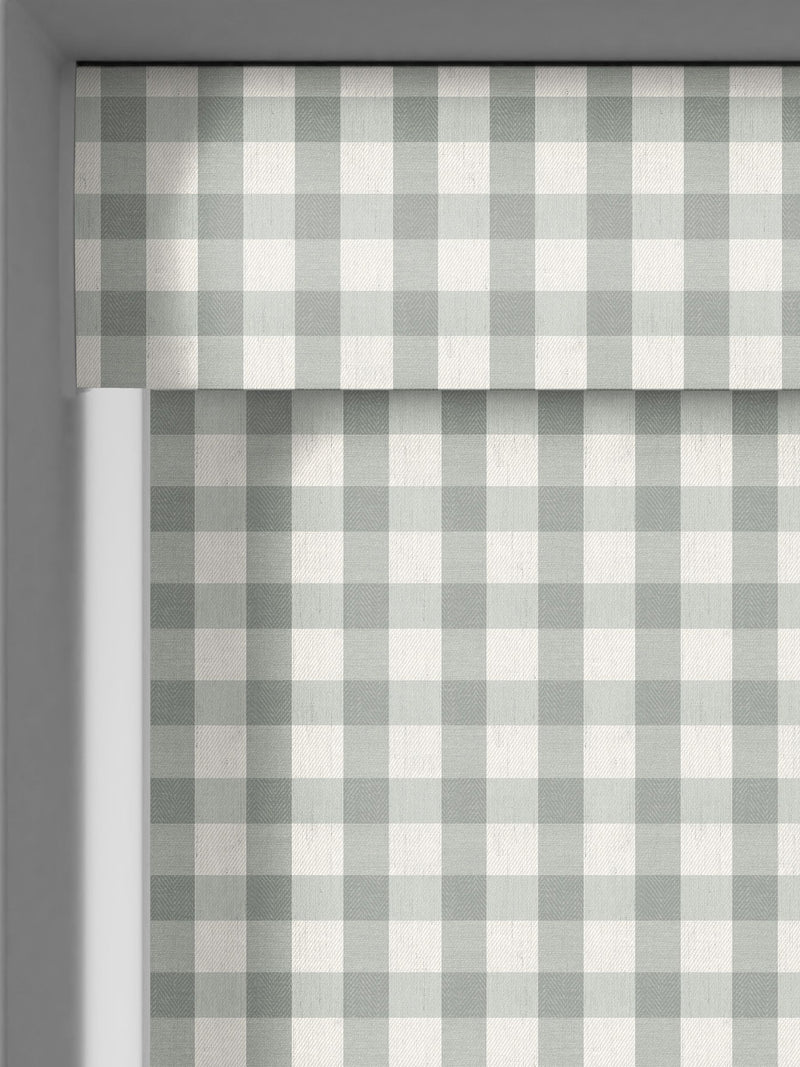 Sage green gingham roller blind 100% polyester, UK version