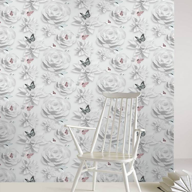 Superfresco Origami Floral wallpaper roll, imported from the UK