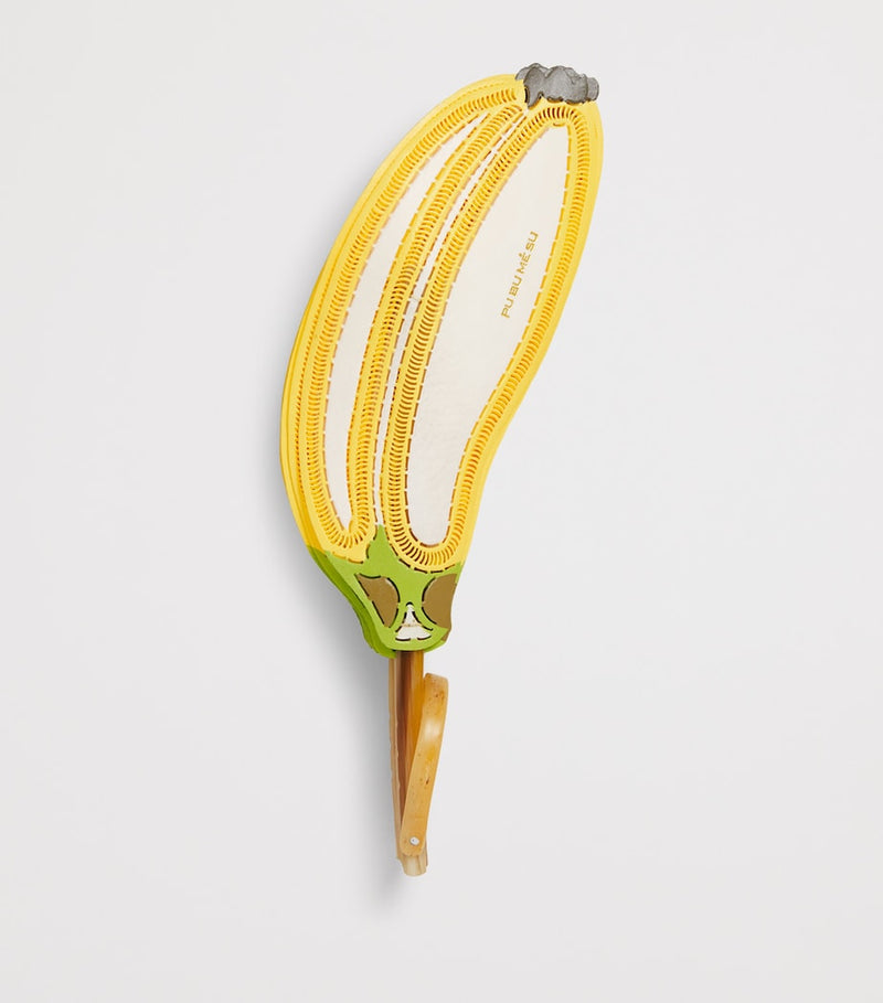 Pubumésu large banana fan calf leather oxen horn handle - British product