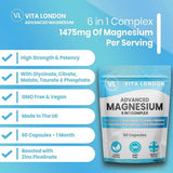 Vita London magnesium complex 6 in 1 high strength 60 capsules (British brand)