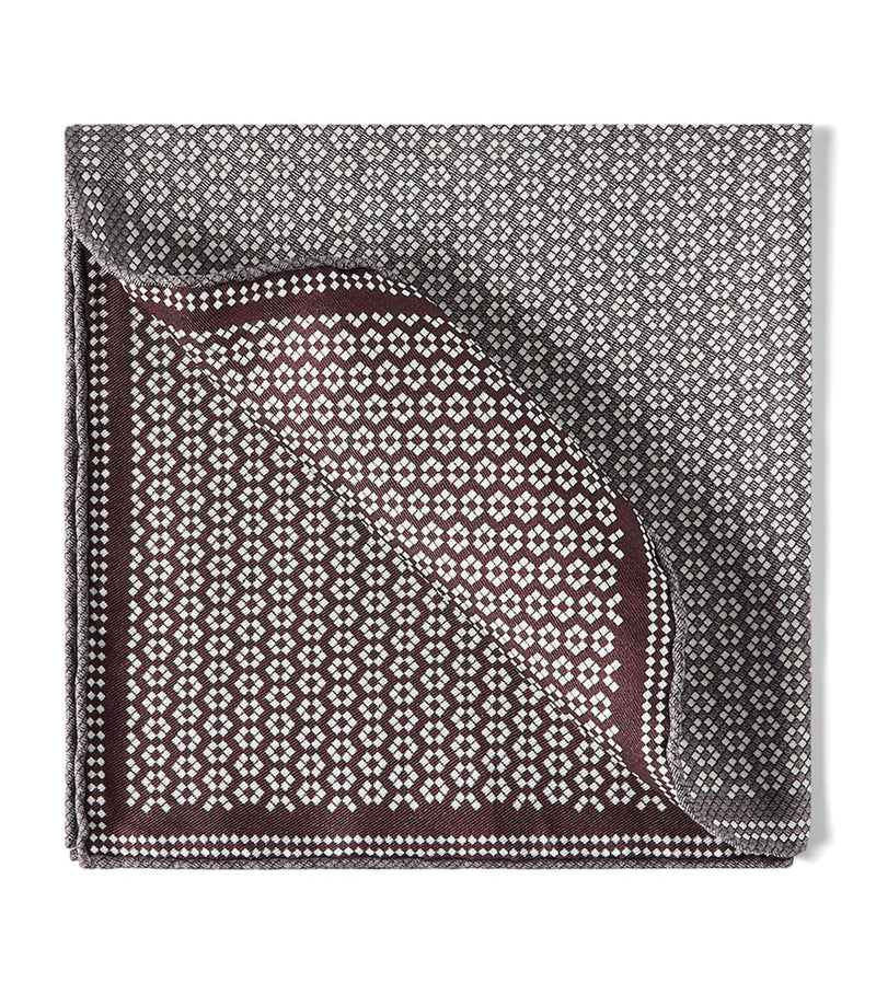 Brunello Cucinelli patterned silk pocket square 35cm, imported from the UK