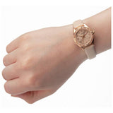 Sekonda rose gold plated stone set watch with nude strap (British brand)