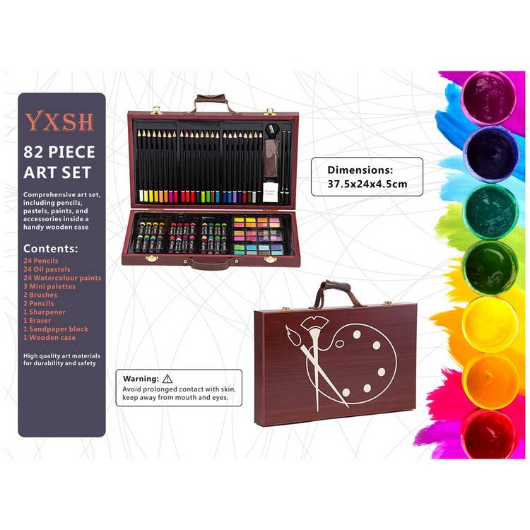 YXSH 82 piece art set in wooden case, imported from the UK