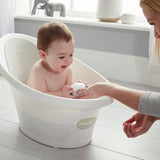 Shnuggle baby bath with bum bump design, imported from the UK