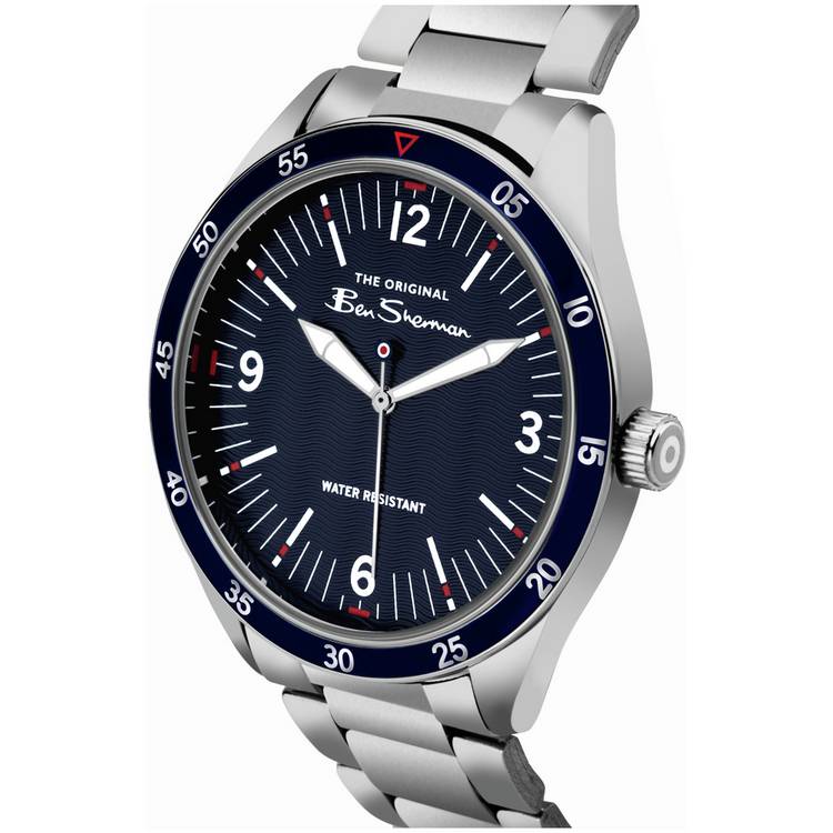 Ben Sherman men's quartz watch with navy dial and stainless steel bracelet, UK version
