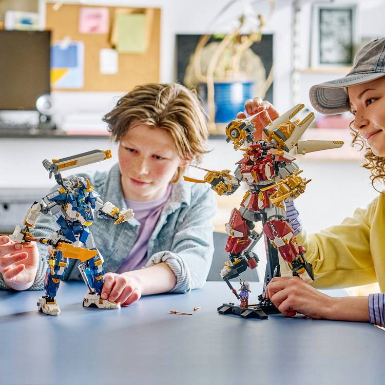 LEGO NINJAGO Twin Titan Mechs building set with 1707 pieces, UK version