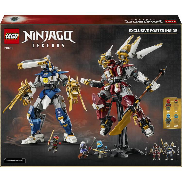 LEGO NINJAGO Twin Titan Mechs building set with 1707 pieces, UK version