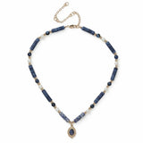 Revere blue beaded pendant necklace with pearl details, UK version