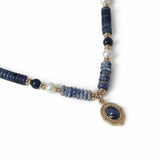 Revere blue beaded pendant necklace with pearl details, UK version
