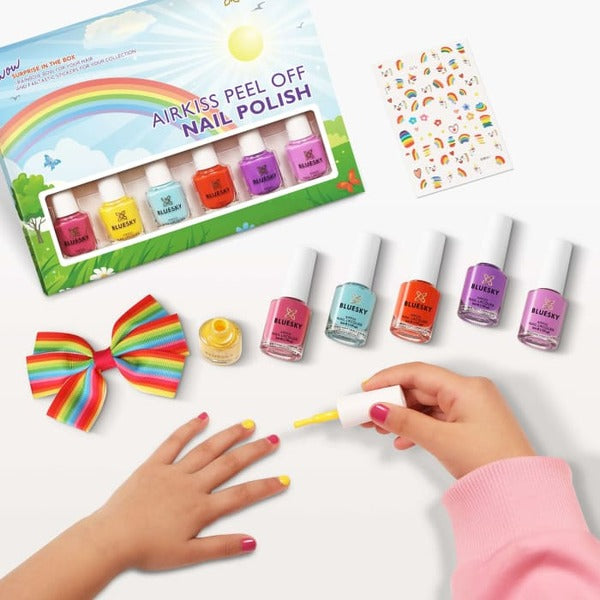 Bluesky AirKiss peel-off kids nail polish set UK version