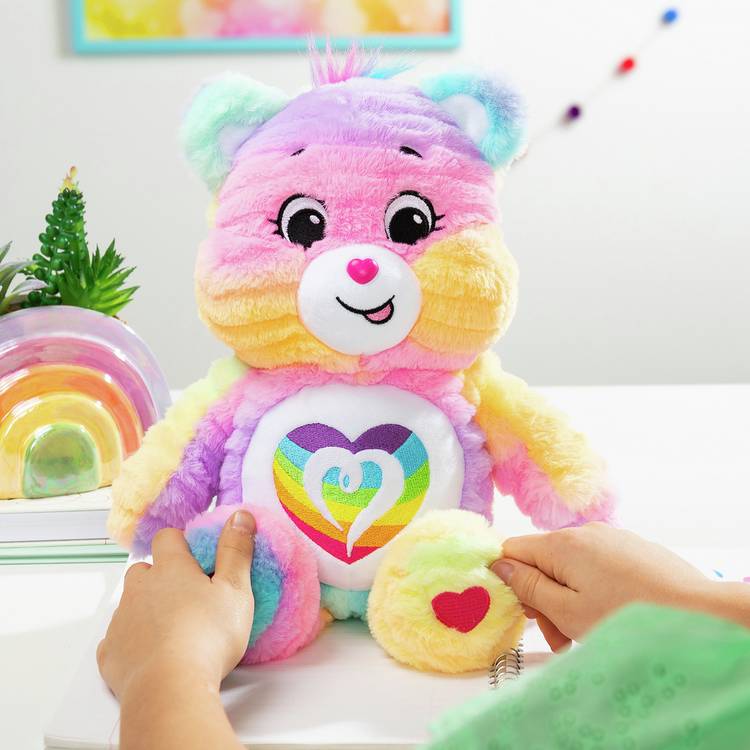 Care Bears Togetherness plush rainbow tie-dye 35cm, imported from the UK