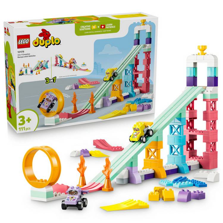 LEGO DUPLO 3 in 1 Creative Ramps with Vehicles 111 pieces (British brand)