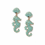 Freedom beaded seahorse drop earrings 40mm (British brand)