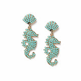 Freedom beaded seahorse drop earrings 40mm (British brand)