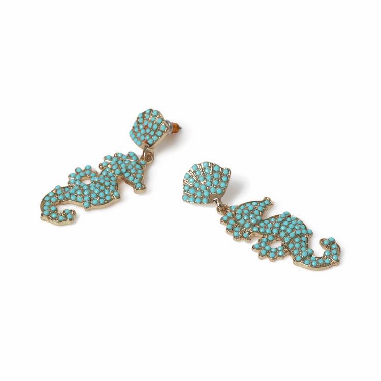 Freedom beaded seahorse drop earrings 40mm (British brand)