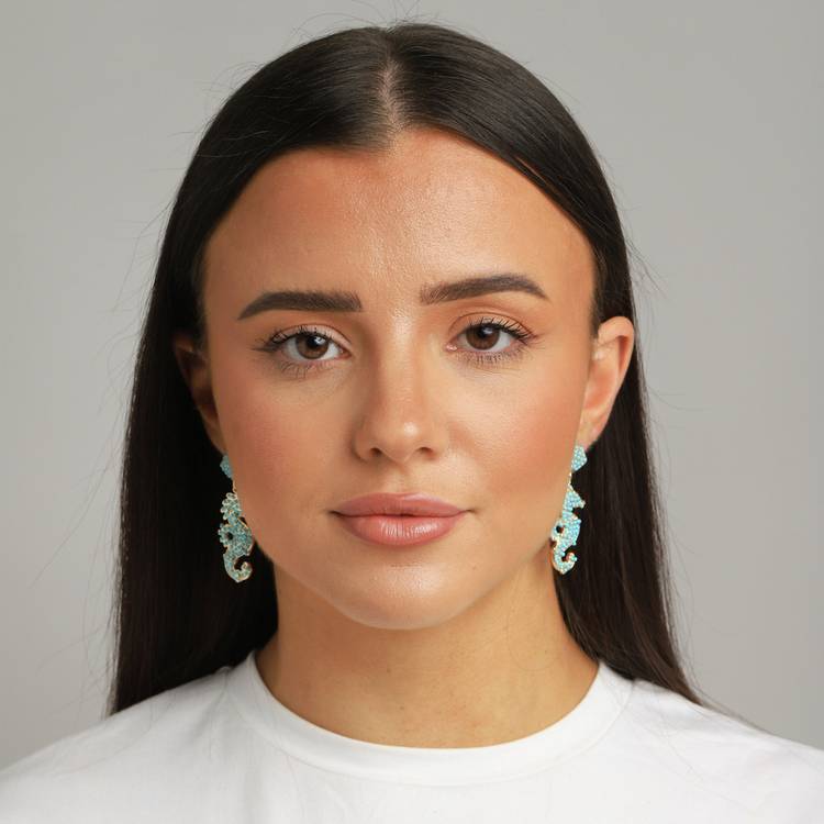 Freedom beaded seahorse drop earrings 40mm (British brand)