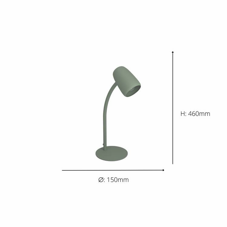 EGLO Carlo green desk lamp with adjustable neck - British product