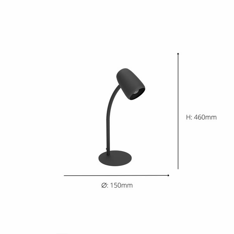 EGLO Carlo adjustable steel desk lamp in black (British brand)