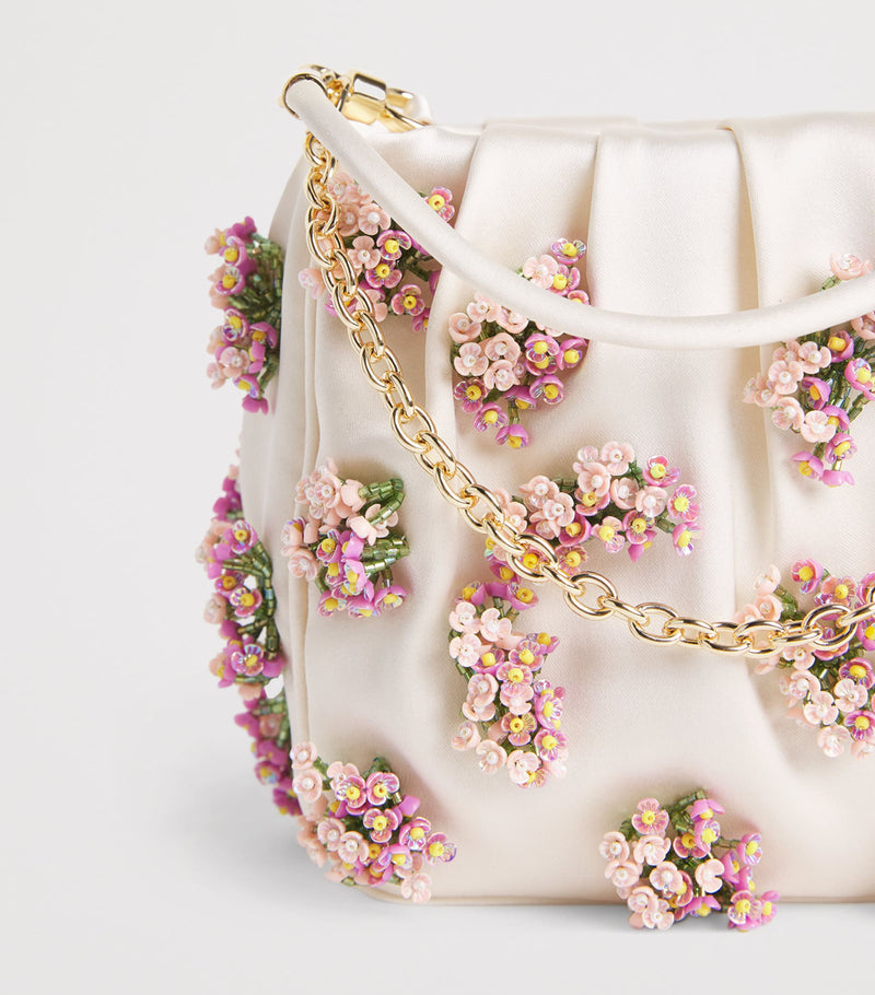 Self-Portrait satin beaded top-handle bag (British brand)