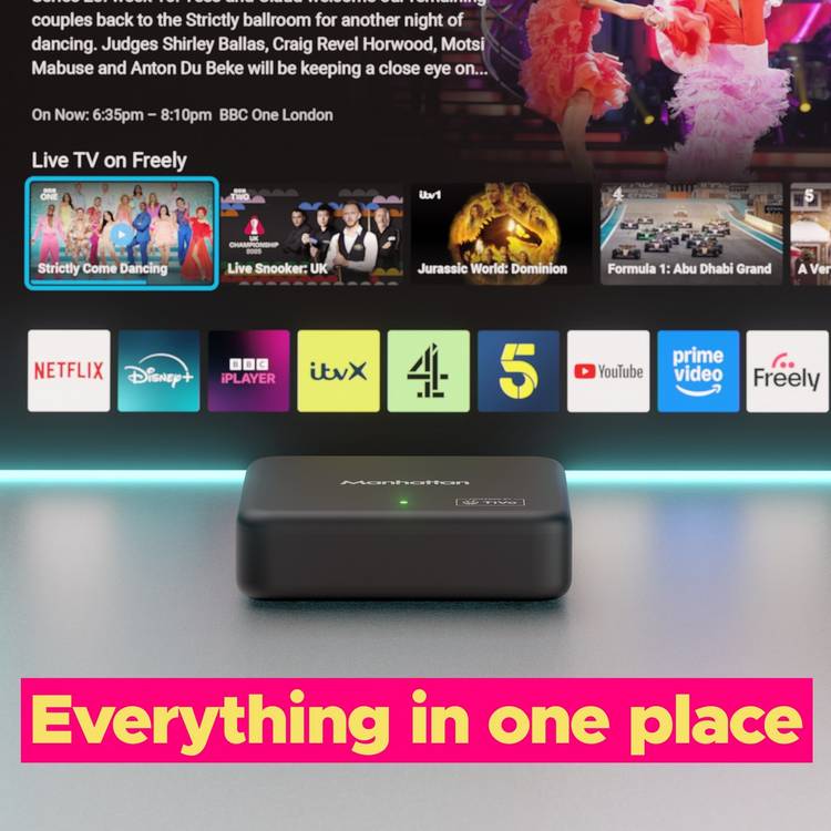 Manhattan Aero 4K TV Streamer with Freely - British product
