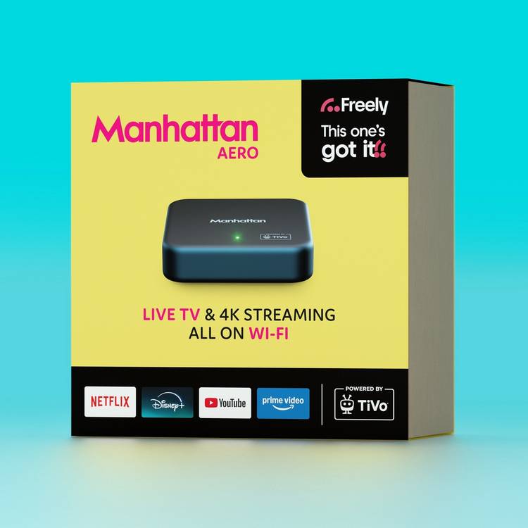 Manhattan Aero 4K TV Streamer with Freely - British product