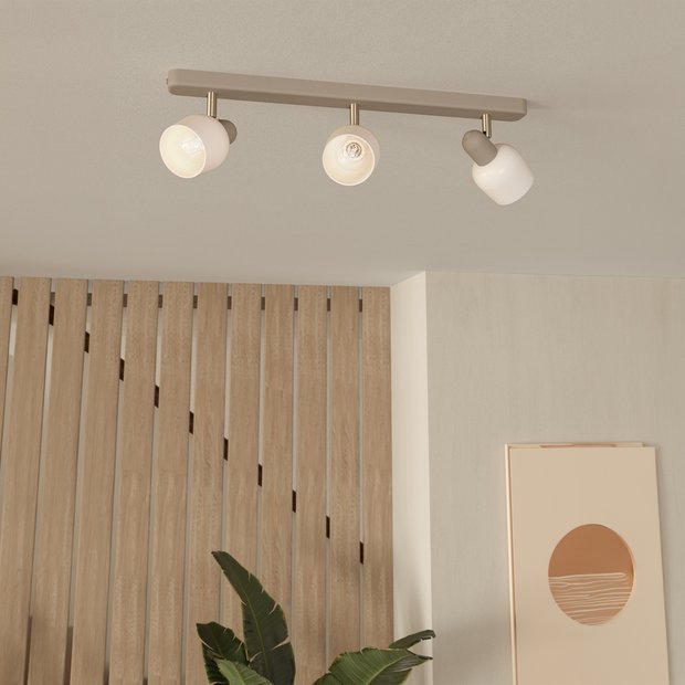 EGLO Corato steel 3-light spotlight sand finish, UK version