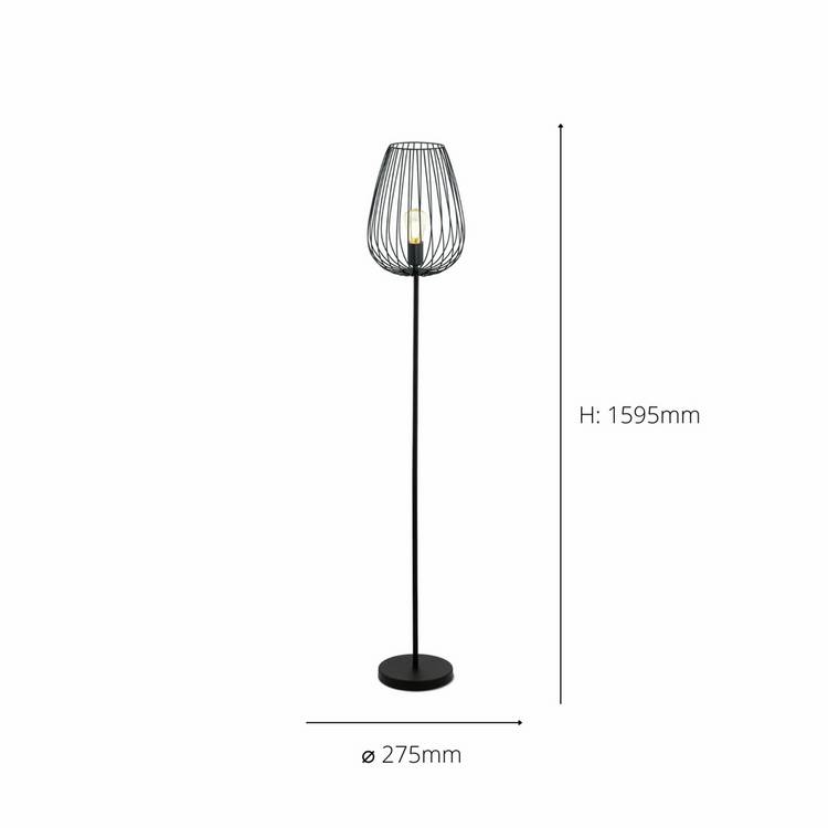 EGLO Newtown floor lamp black 159.5cm (British brand)