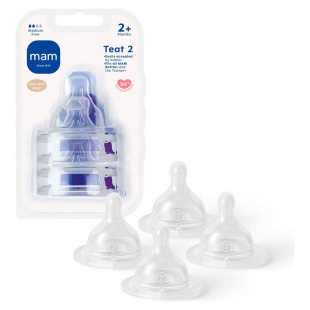 MAM medium flow baby teats 4 pack (British brand)