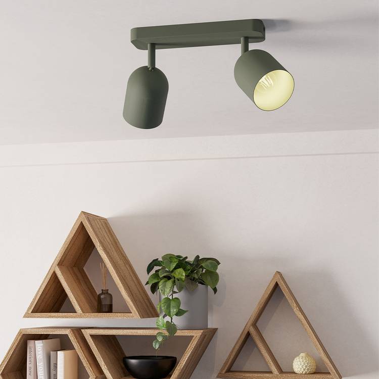 EGLO Tilston green steel 2 light spotlight - British product