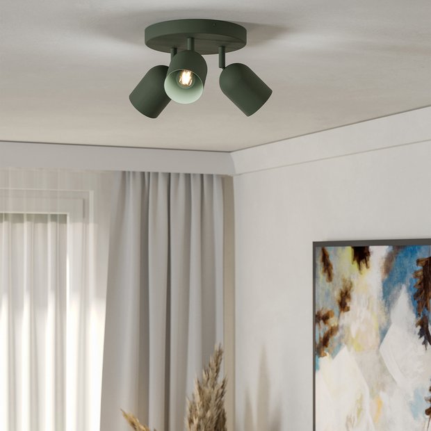 EGLO green 3-light spotlight steel, UK version