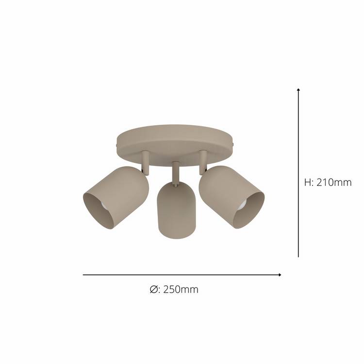 EGLO Tilston 3-light spotlight Sand steel (British brand)