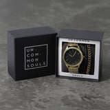 Uncommon Souls gold watch and bracelet set, UK version