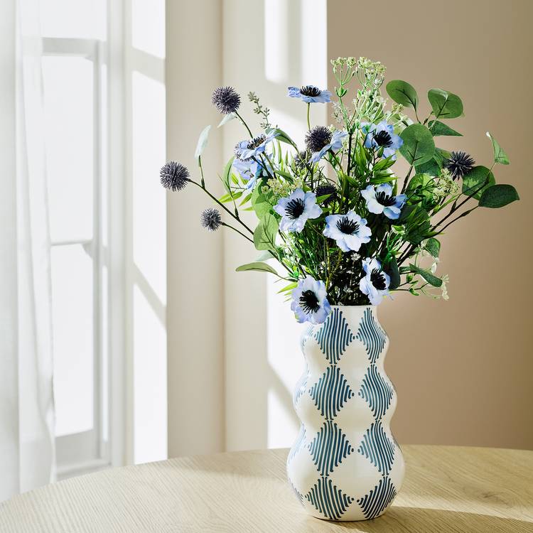 Argos Home artificial bouquet blue and purple hand tie 40cm - British product