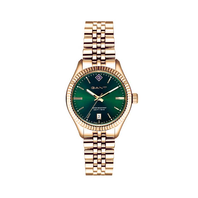 GANT Sussex ladies green dial gold plated bracelet watch - British product