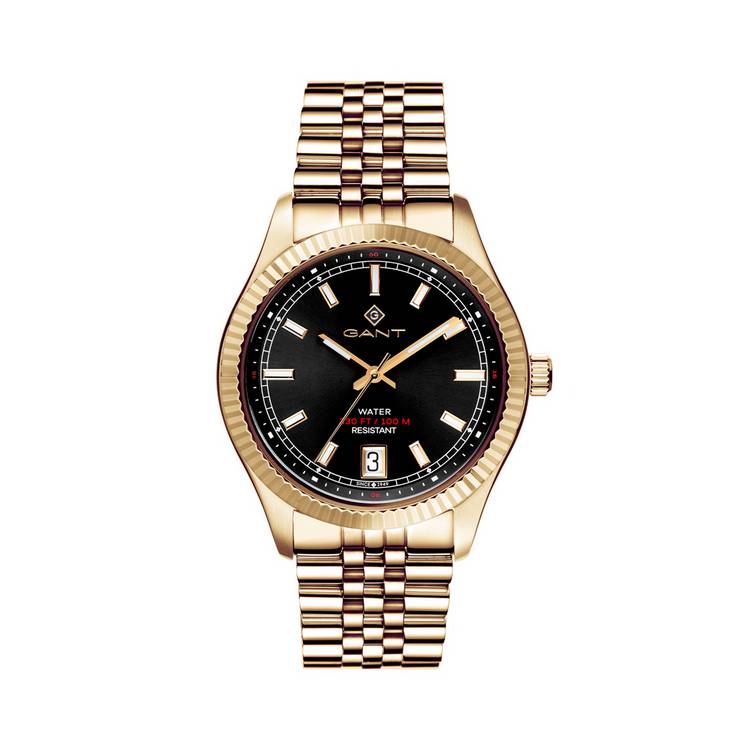 Gant Sussex 44 black dial gold plated bracelet watch 43.5mm (British brand)