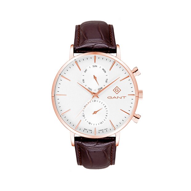 GANT chronograph day date watch brown strap - British product