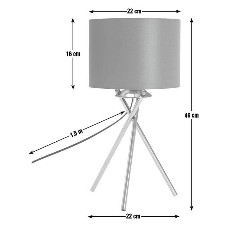 Argos Home table lamp grey chrome 46cm, imported from the UK