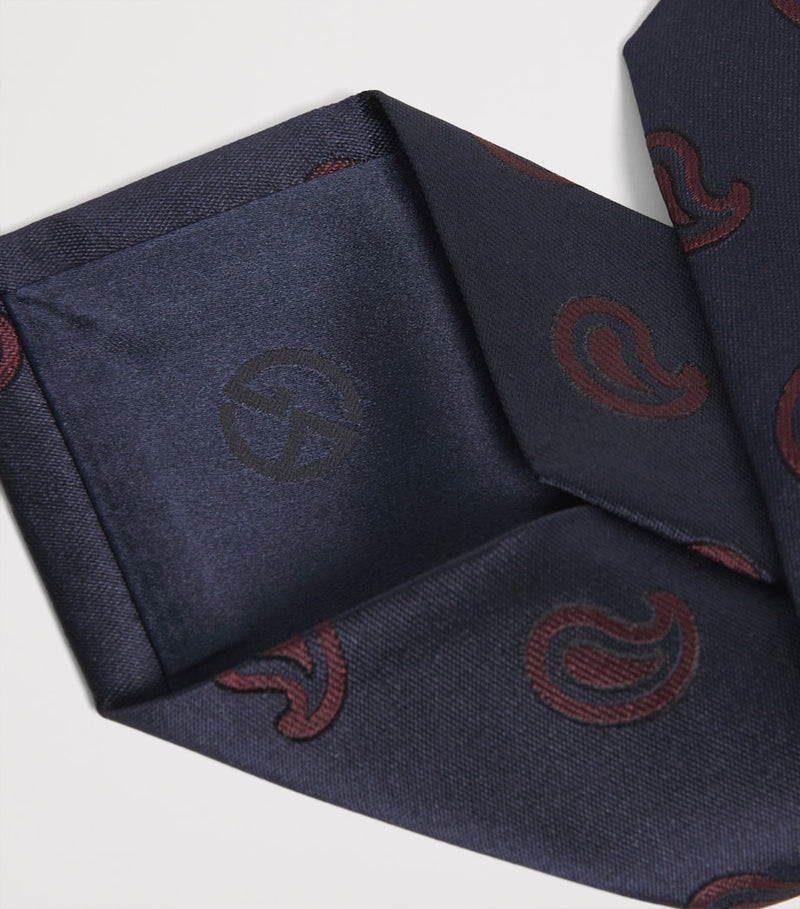 Giorgio Armani silk paisley jacquard tie (British brand)
