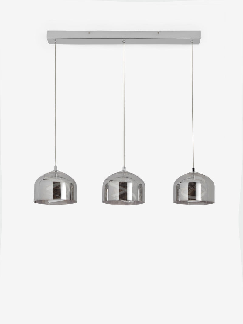 Smoke Grey Helix three-light linear ceiling pendant, UK version