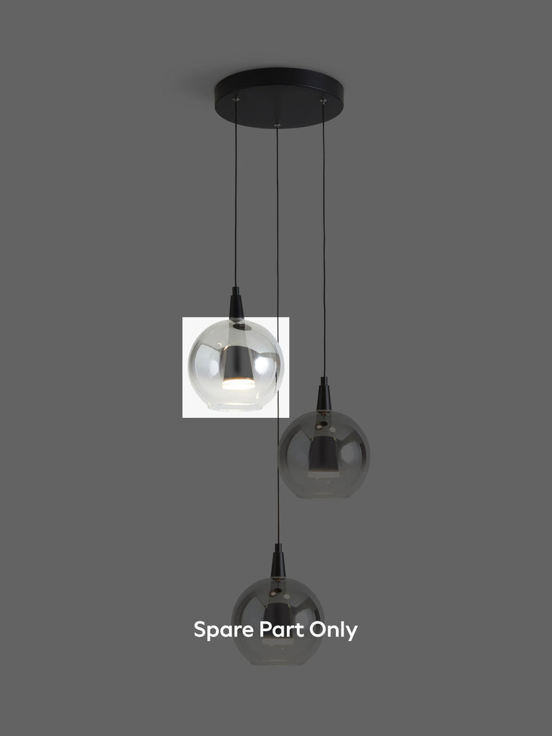 Smoke grey glass lamp shade small for Elara D71744 (British brand)