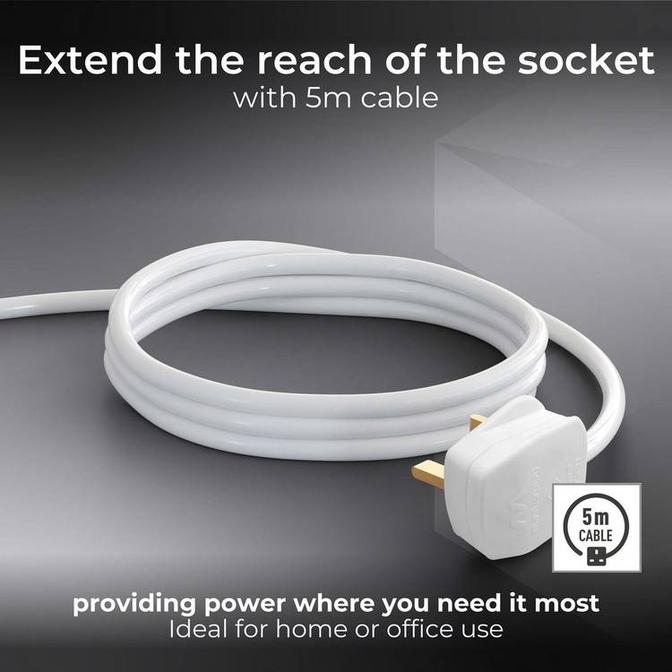Masterplug 2 socket 5m extension lead - British product