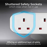 Masterplug 2 socket 5m extension lead - British product